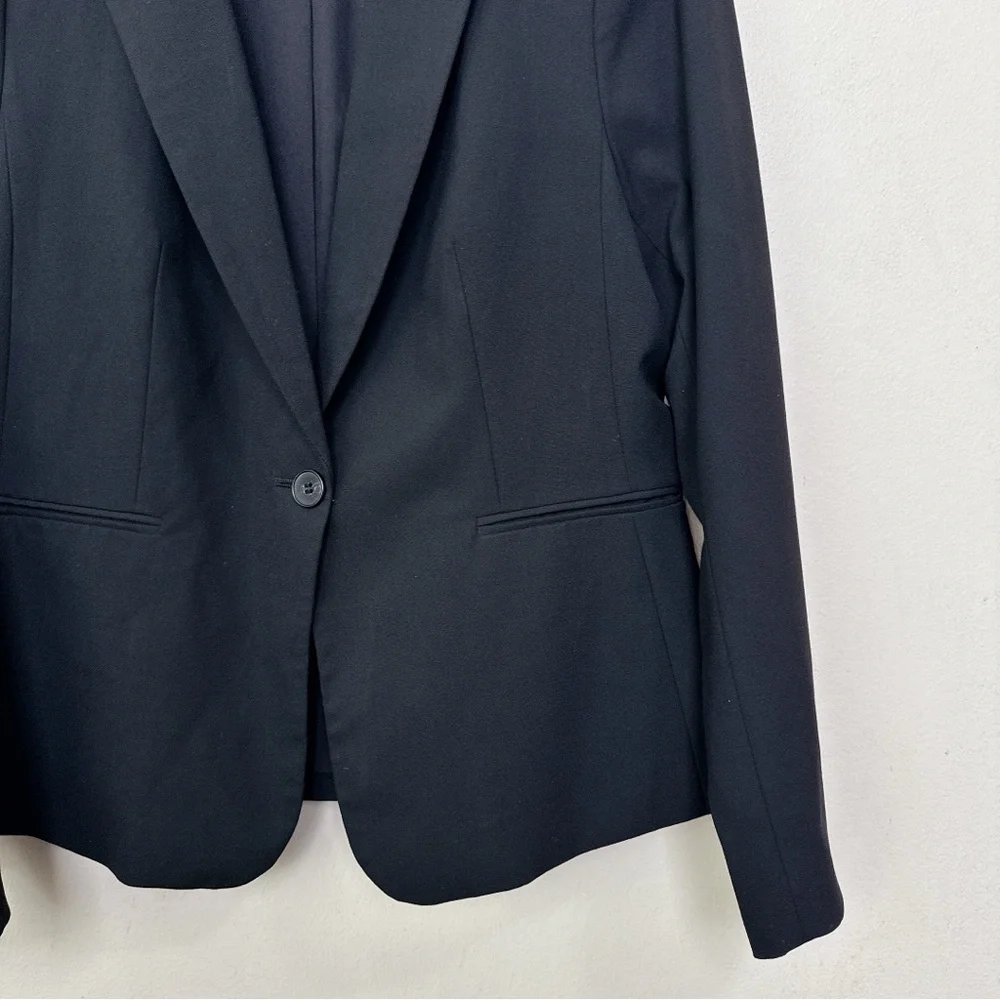 H&M Womens Medium Stretch Button Black Soft Blazer - Picture 5 of 13